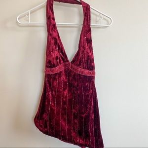 Sequin Halter Vintage Wine Red - Small
